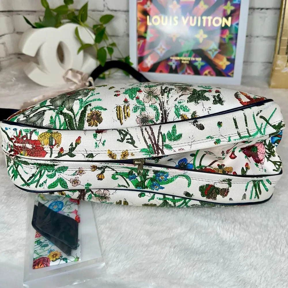 Gucci Flora GG Vintage Large Shoulder Bag tote Good USED with scarf RARE. GIFT! - Picture 13 of 16